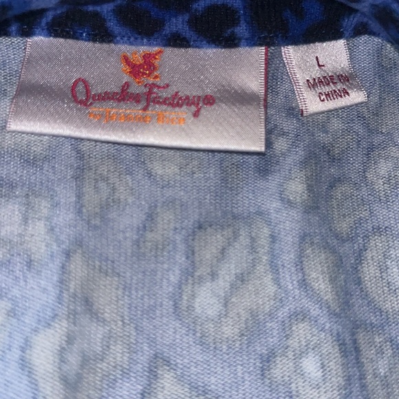 Quacker Factory blue jeweled leopard cardigan - Picture 3 of 5
